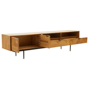 Jakara Natural Wood Finish Carved Media Unit – detail