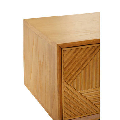 Jakara Natural Wood Finish Carved Media Unit – back view