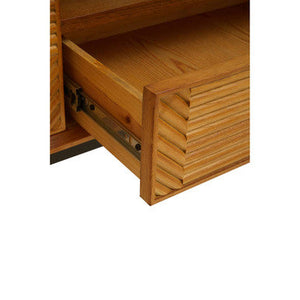 Jakara Natural Wood Finish Carved Media Unit – angle view