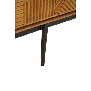Jakara Natural Wood Finish Carved Media Unit – side view 2