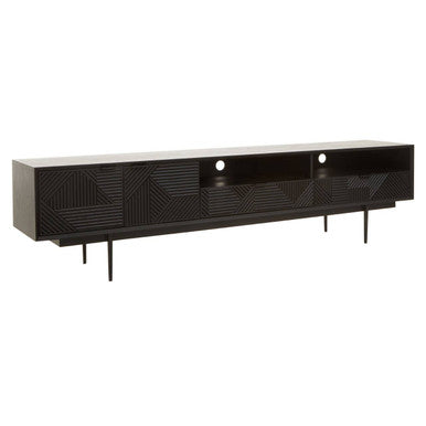 Jakara Black Wood Finish Carved Media Unit – side view