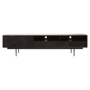 Jakara Black Wood Finish Carved Media Unit