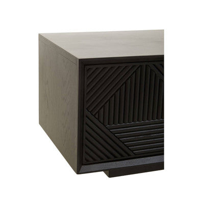 Jakara Black Wood Finish Carved Media Unit – back view