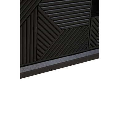 Jakara Black Wood Finish Carved Media Unit – angle view
