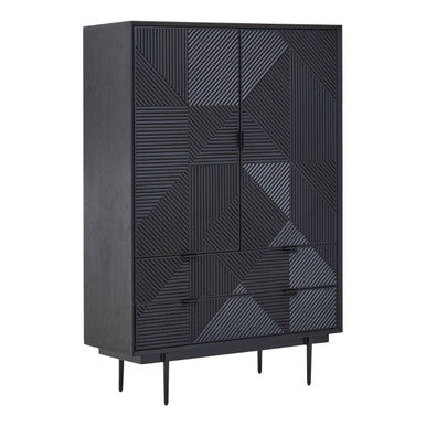 Jakara Black Wood Finish Carved Cabinet