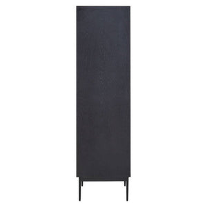 Jakara Black Wood Finish Carved Cabinet – in room setting