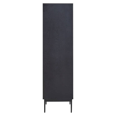 Jakara Black Wood Finish Carved Cabinet – in room setting