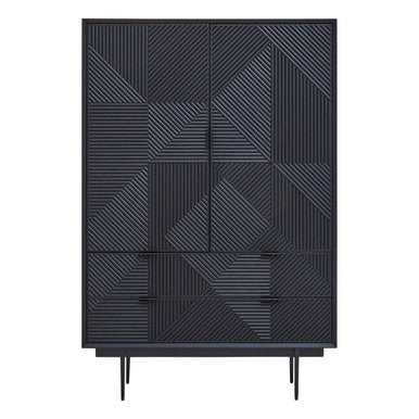 Jakara Black Wood Finish Carved Cabinet