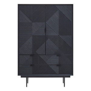 Jakara Black Wood Finish Carved Cabinet