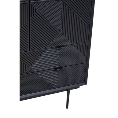 Jakara Black Wood Finish Carved Cabinet – back view