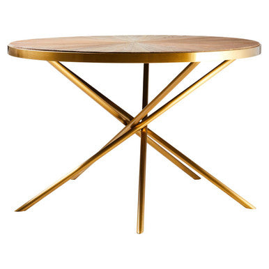 Jana Natural Wooden Round Dining Table – side view