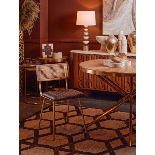 Jana Round Fir Wood Dining Table with Splayed Legs
