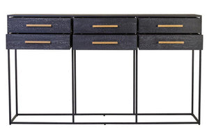 Judd Black Oak Veneer 6 Drawer Console Table – side view