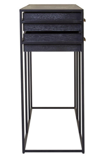 Judd Black Oak Veneer 6 Drawer Console Table – close-up