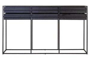 Judd Black Oak Veneer 6 Drawer Console Table – back view