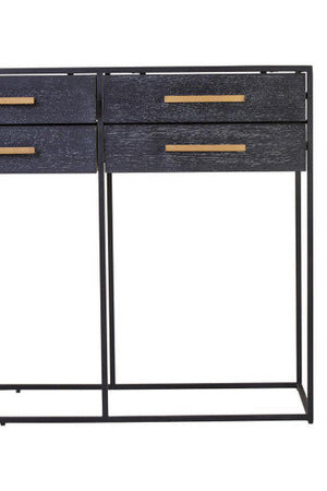 Judd Black Oak Veneer 6 Drawer Console Table – in room setting 2