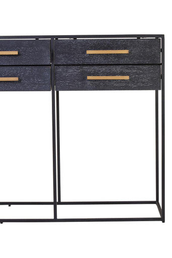 Judd Black Oak Veneer 6 Drawer Console Table – in room setting 2