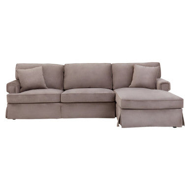 Ralph Mink Velvet 3 Seater Right Hand Chaise Sofa – side view
