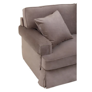 Ralph Mink Velvet 3 Seater Right Hand Chaise Sofa – angle view