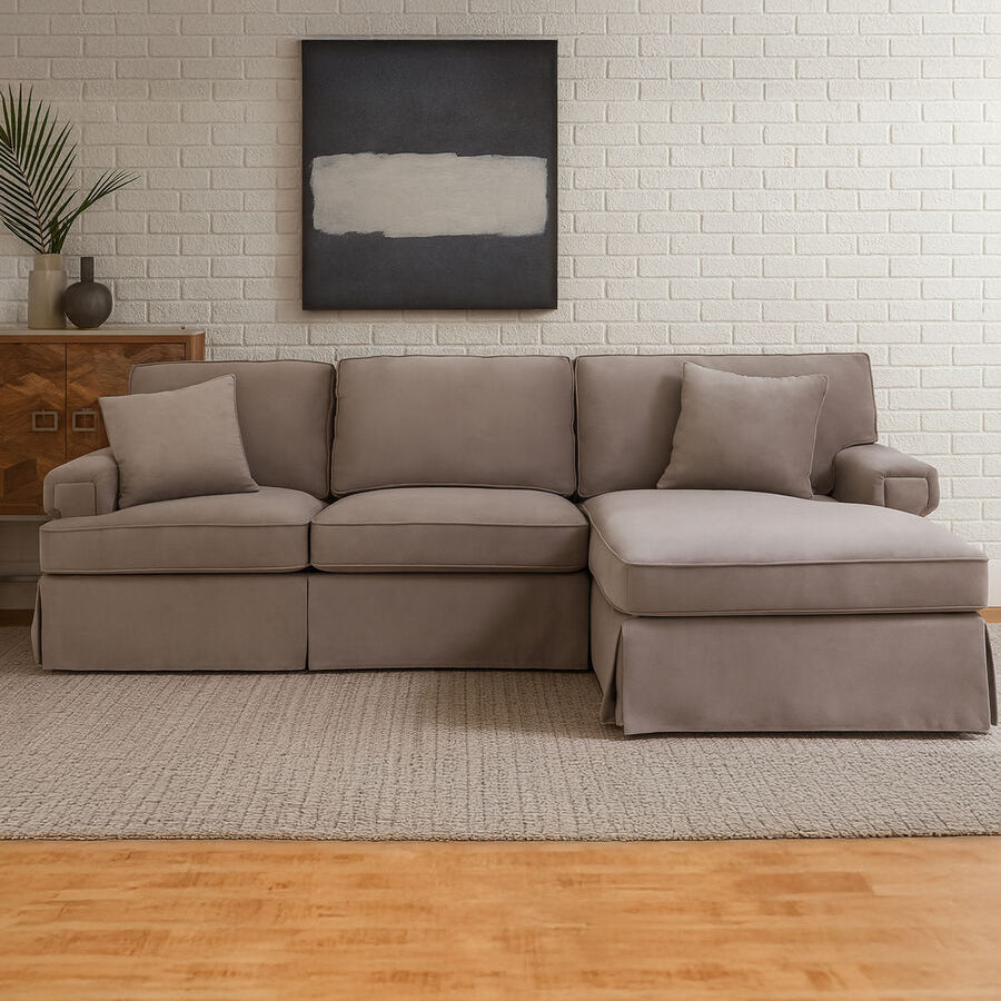 Ralph Mink Velvet 3 Seater Right Hand Chaise Sofa