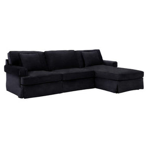 Ralph Black Velvet 3 Seater Right Hand Chaise Sofa – detail