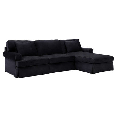 Ralph Black Velvet 3 Seater Right Hand Chaise Sofa – detail