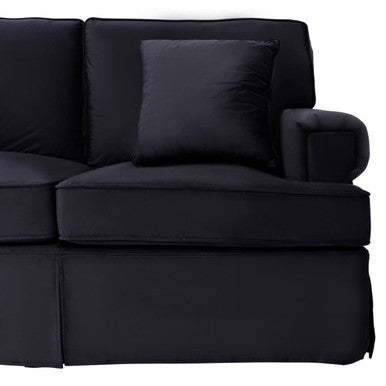 Ralph Three Seat Black Velvet Right Chaise Sofa