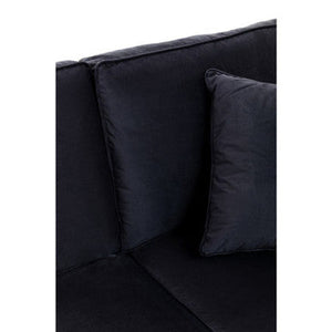 Ralph Black Velvet 3 Seater Right Hand Chaise Sofa – angle view