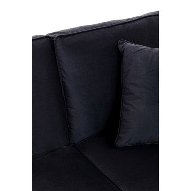 Ralph Black Velvet 3 Seater Right Hand Chaise Sofa – angle view