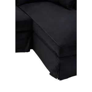 Ralph Black Velvet 3 Seater Right Hand Chaise Sofa – side view 2