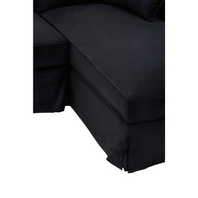 Ralph Black Velvet 3 Seater Right Hand Chaise Sofa – side view 2