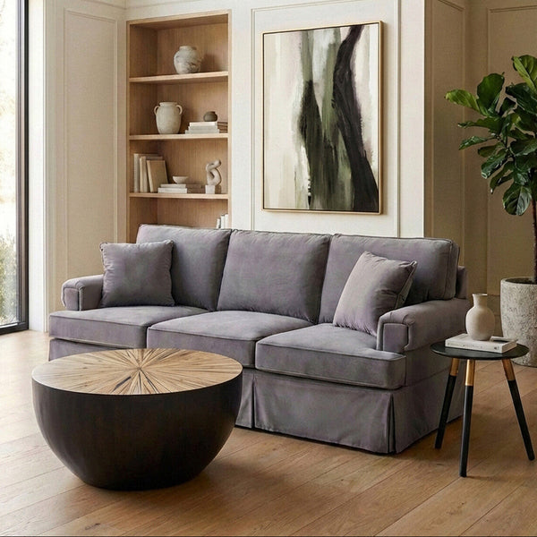 Ralph Grey Velvet 3 Seater Sofa – detail