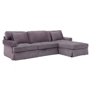 Ralph Three Seat Grey Velvet Right Chaise Sofa