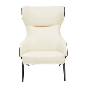 Kiev Ivory and Black Leather Effect Armchair – side view