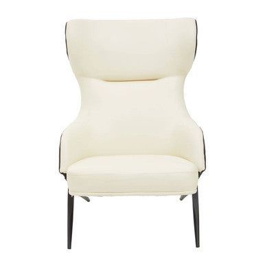 Kiev Ivory and Black Leather Effect Armchair – side view