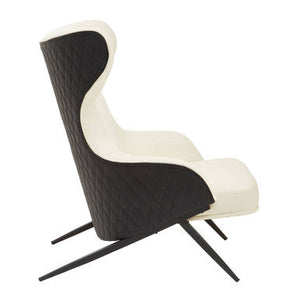 Kiev Ivory and Black Leather Effect Armchair – in room setting