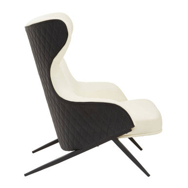 Kiev Ivory and Black Leather Effect Armchair – in room setting