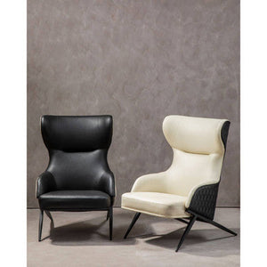 Kiev Ivory and Black Leather Effect Armchair – detail