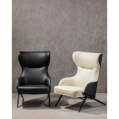Kiev Ivory and Black Leather Effect Armchair – detail
