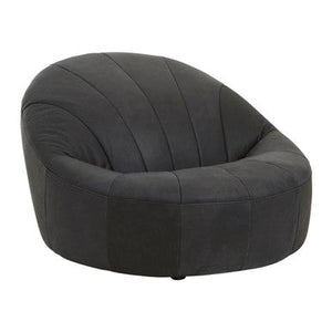 Hoxton Antique Black Leather Cocoon Chair – detail