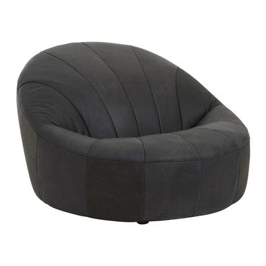 Hoxton Antique Black Leather Cocoon Chair – detail