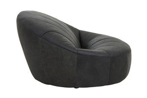 Hoxton Antique Black Leather Cocoon Chair – in room setting