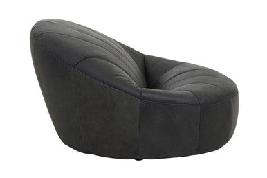 Hoxton Antique Black Leather Cocoon Chair – in room setting