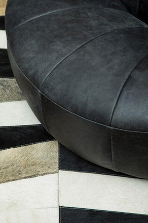 Hoxton Antique Black Leather Cocoon Chair – back view