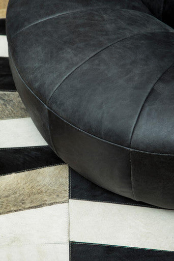 Hoxton Antique Black Leather Cocoon Chair – back view