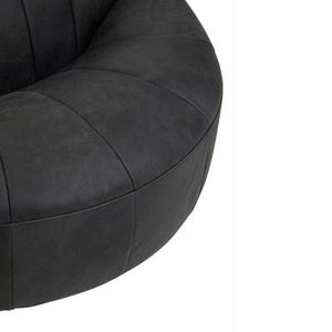 Hoxton Antique Black Leather Cocoon Chair – detail 2