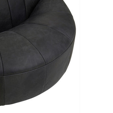 Hoxton Antique Black Leather Cocoon Chair – detail 2