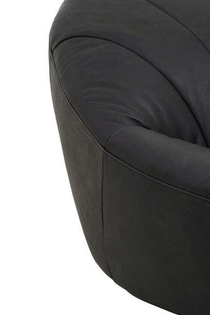 Hoxton Antique Black Leather Cocoon Chair – in room setting 2