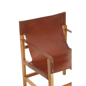 Kendari Light Brown Leather and Teak Wood Chair – dimensions