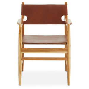 Kendari Antique Brown Leather and Teak Wood Chair – detail 2